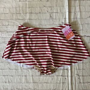 Kortni Jeane Women's NEW Swim Skirt Bottoms Size XL Red, Blue, Cream Striped